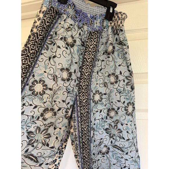 Johnny Was Casablanca Wide Leg Linen Patchwork Floral Pull-On Lounge Pants S - Picture 9 of 9